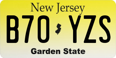 NJ license plate B70YZS