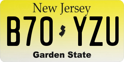 NJ license plate B70YZU