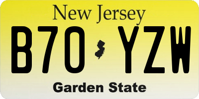 NJ license plate B70YZW