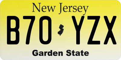 NJ license plate B70YZX