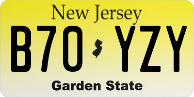 NJ license plate B70YZY
