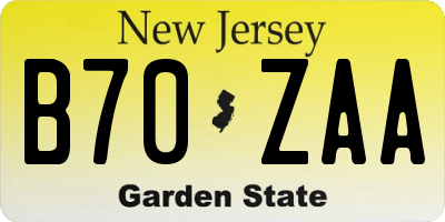 NJ license plate B70ZAA