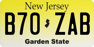 NJ license plate B70ZAB