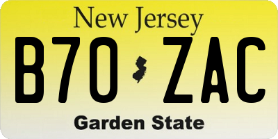 NJ license plate B70ZAC