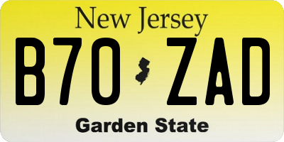 NJ license plate B70ZAD