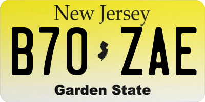 NJ license plate B70ZAE