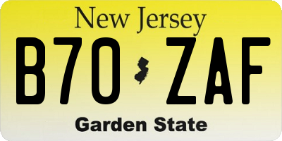 NJ license plate B70ZAF