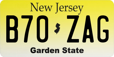 NJ license plate B70ZAG