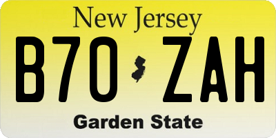 NJ license plate B70ZAH