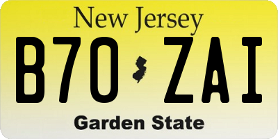 NJ license plate B70ZAI