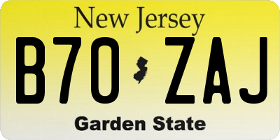 NJ license plate B70ZAJ