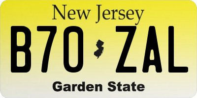 NJ license plate B70ZAL