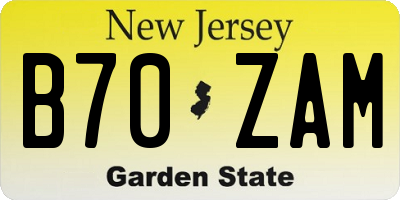 NJ license plate B70ZAM