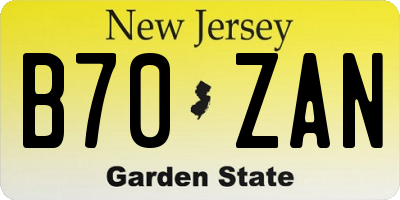 NJ license plate B70ZAN
