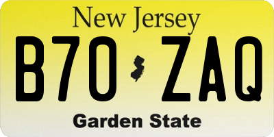 NJ license plate B70ZAQ