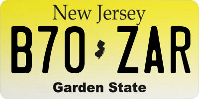 NJ license plate B70ZAR