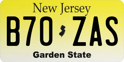 NJ license plate B70ZAS