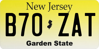 NJ license plate B70ZAT