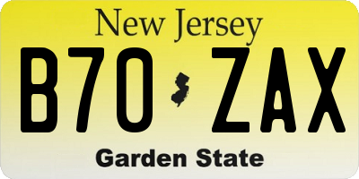 NJ license plate B70ZAX
