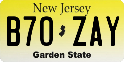 NJ license plate B70ZAY