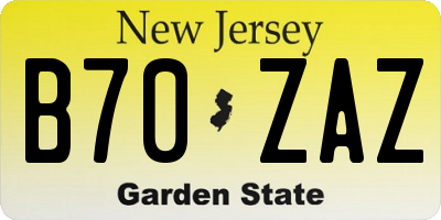 NJ license plate B70ZAZ