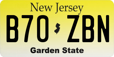 NJ license plate B70ZBN