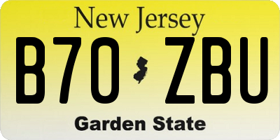 NJ license plate B70ZBU