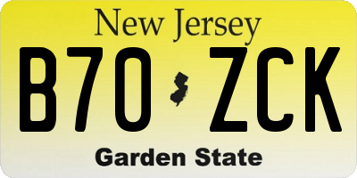 NJ license plate B70ZCK