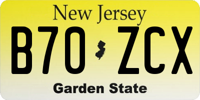 NJ license plate B70ZCX