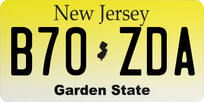 NJ license plate B70ZDA