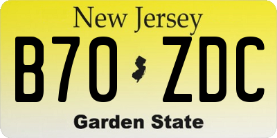 NJ license plate B70ZDC
