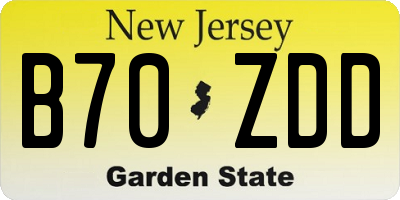 NJ license plate B70ZDD