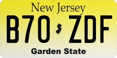 NJ license plate B70ZDF