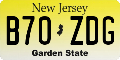NJ license plate B70ZDG