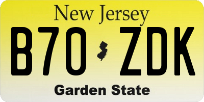 NJ license plate B70ZDK