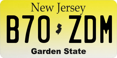 NJ license plate B70ZDM