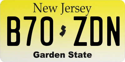 NJ license plate B70ZDN