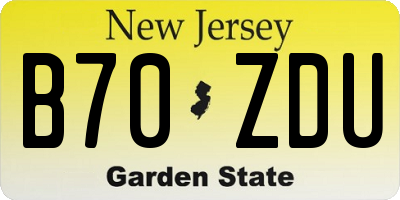 NJ license plate B70ZDU