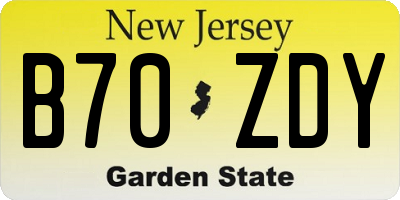 NJ license plate B70ZDY
