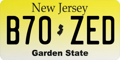 NJ license plate B70ZED