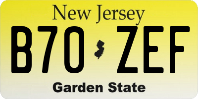 NJ license plate B70ZEF