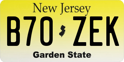 NJ license plate B70ZEK