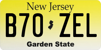 NJ license plate B70ZEL