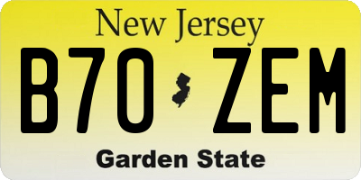 NJ license plate B70ZEM