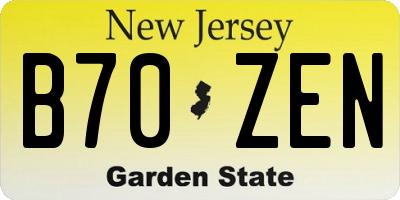 NJ license plate B70ZEN