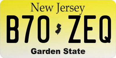 NJ license plate B70ZEQ