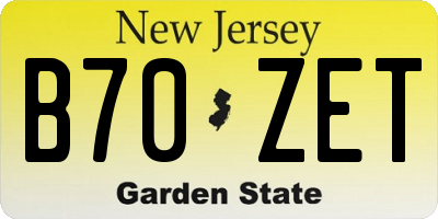 NJ license plate B70ZET