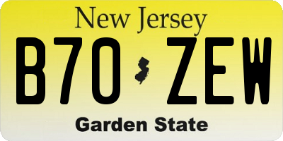 NJ license plate B70ZEW