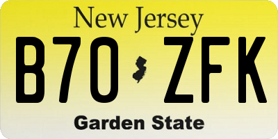 NJ license plate B70ZFK
