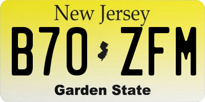NJ license plate B70ZFM